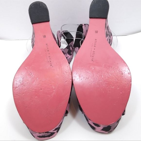 ALICE + OLIVIA PinkAnimal Print Platform Sandals Size 8.5 - Picture 5 of 8